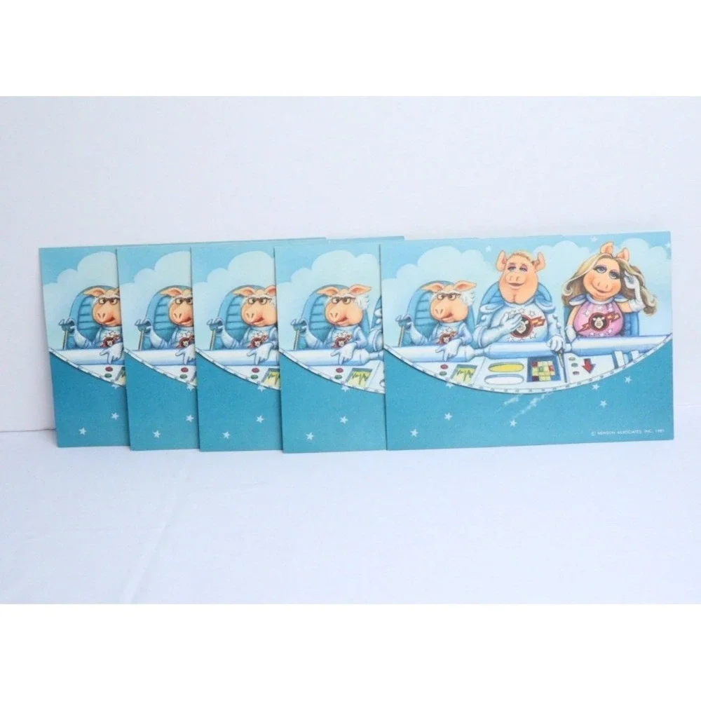 VTG Miss Piggy Hallmark‎  Folding Card Postcards (5) Henson Muppets 1981 NOS